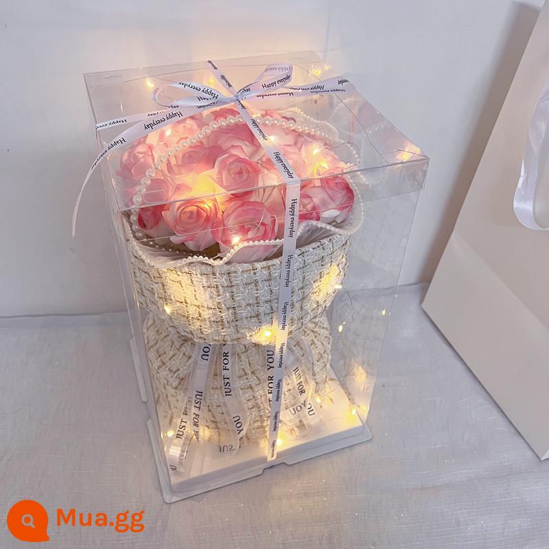 Quà tặng Giáng sinh tặng bạn gái bạn gái Vợ Broken Blue Rose Bouquet Birthday Birthday Girls - Hộp quà sáng tạo màu hồng lãng mạn 19 nước hoa nhỏ, túi xách nhẹ + ngọc trai