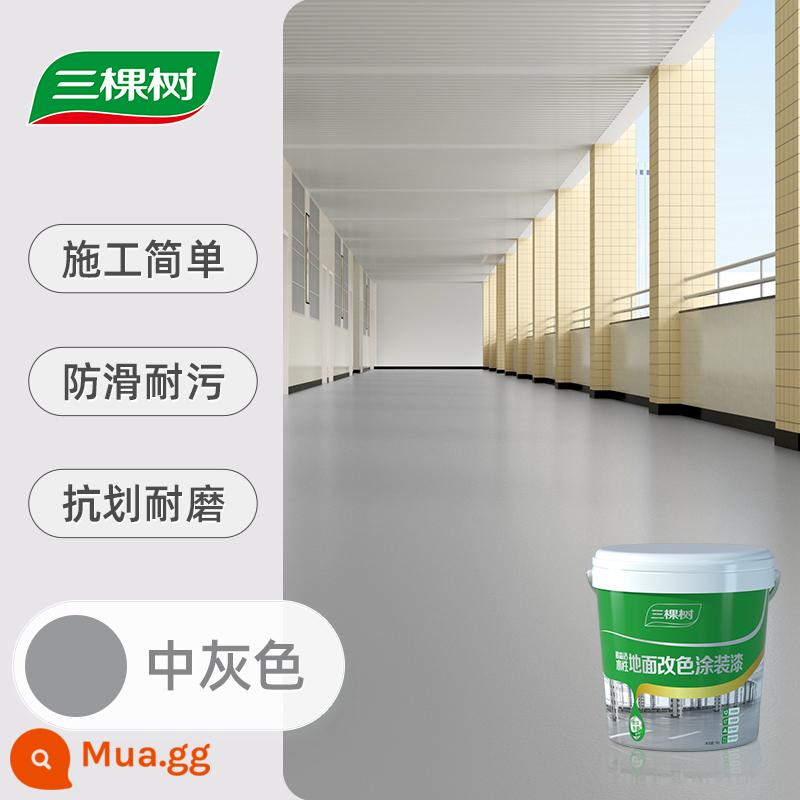 Sơn sàn epoxy gốc nước Sankees Sơn sàn xi măng tự san phẳng chịu mài mòn Sơn cải tạo sàn nhà trong nhà - [Ba hiệu ứng trong một] Màu xám mờ trung bình (cùng phong cách với hình ảnh chính)