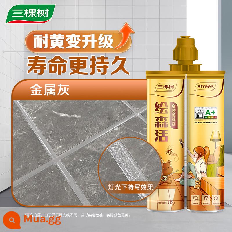 Sankeshu Đại lý caulking bán buôn gạch men lát sàn gạch sàn đặc biệt làm đầy đại lý hàn hộ gia đình phòng bột chống thấm nước và nấm mốc - [Mẫu nâng cấp chống ố vàng] Xám kim loại [10 gói]