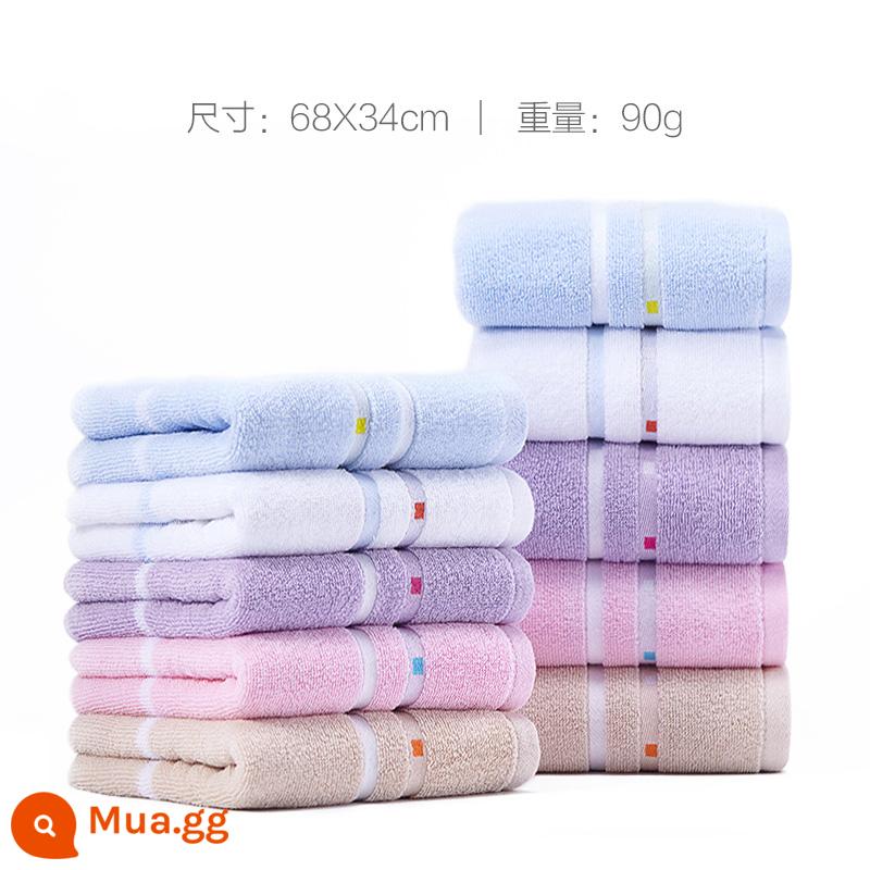 Khăn bông Jie Liya Tân Cương mười khăn mặt cotton thấm hút tốt cho người lớn và trẻ em không rụng lông bông rửa mặt gia đình nam - [Chất lượng bán chạy nhất] Gói mười miếng (2 miếng mỗi màu)｜9119