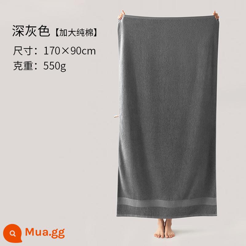 Jie Liya khăn tắm cotton nguyên chất 2023 mới khăn lớn người lớn trẻ em thấm hút mềm mại nam nữ mùa đông khăn tắm - [Nối dài 170cm] Xám đậm 550g (kiểu 210032)