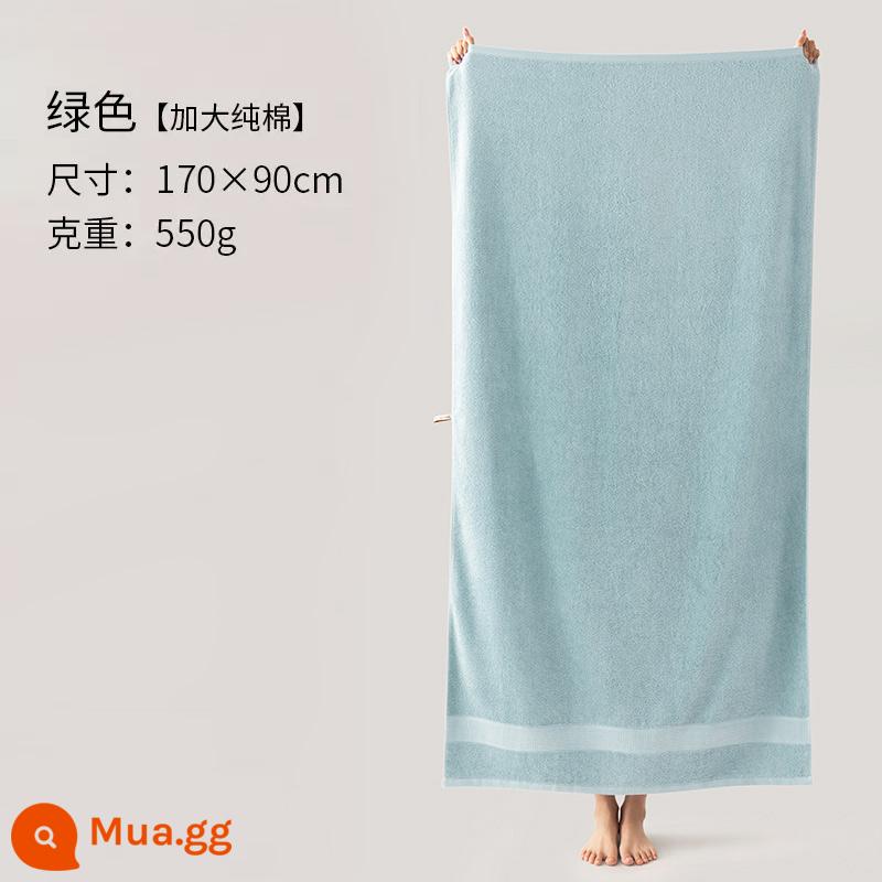 Jie Liya khăn tắm cotton nguyên chất 2023 mới khăn lớn người lớn trẻ em thấm hút mềm mại nam nữ mùa đông khăn tắm - [Kéo dài 170cm] Xanh 550g (mẫu 210032)