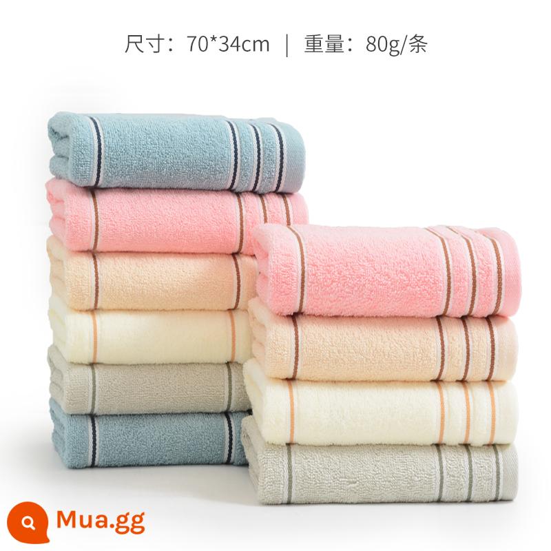 Khăn bông Jie Liya Tân Cương mười khăn mặt cotton thấm hút tốt cho người lớn và trẻ em không rụng lông bông rửa mặt gia đình nam - [Phong cách thoải mái] Mười gói (đỏ 2 xám 2 xanh 2 mét 2 nâu 2)｜7377