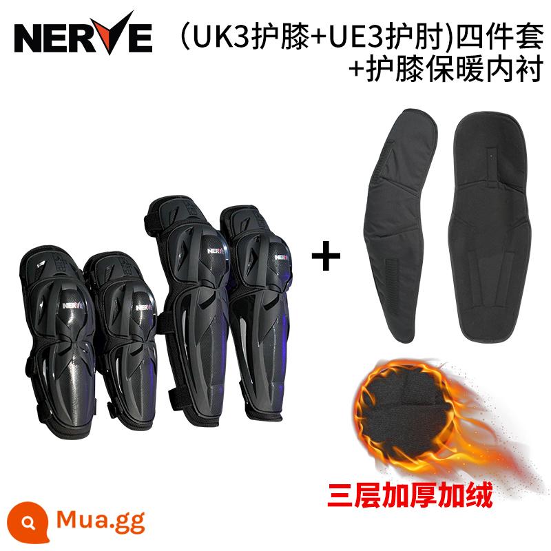 Đệm đầu gối NERVE Nev CE2 mùa đông nam nữ đi xe bảo hộ đủ bộ đệm khuỷu tay đầu máy giữ ấm các mùa - (Đệm đầu gối UK3 + Đệm khuỷu tay UE3) Bộ 4 món + Đệm đầu gối lót ấm