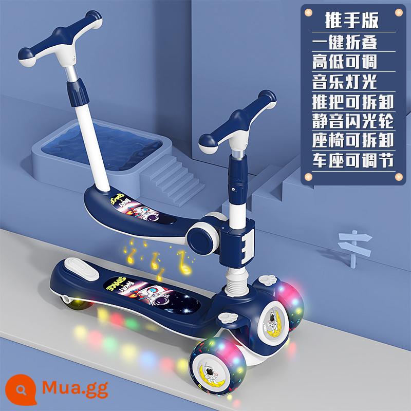 Xe trượt Scooter trẻ em Phoenix 1-3-6-8 tuổi xe trượt Scooter bé trai bé gái có thể ngồi và đi xe trơn trượt - Đèn nhạc {gập tay} màu xanh lam + Bánh xe Hummer