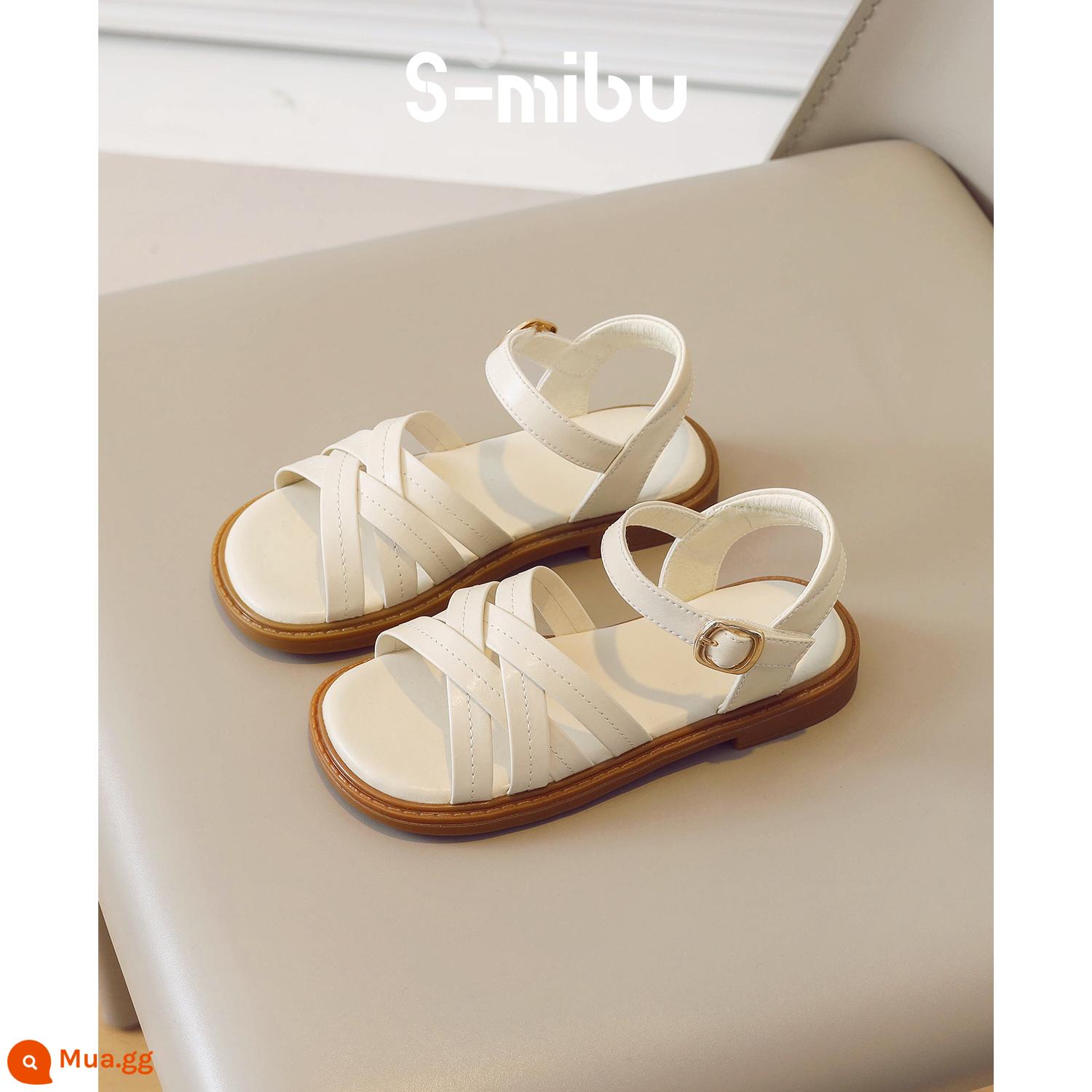 Giày sandal bé gái Xiaomi Bu mùa hè 2023 giày trẻ em cỡ lớn mới giày trẻ em đế mềm giày công chúa bé gái giày mùa hè - Be