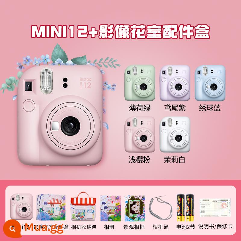 Sản phẩm mới Máy ảnh Fuji Li Polaroid instax mini12 phiên bản nâng cấp chụp một lần mini 7/8/9/11 - Bột anh đào nhẹ