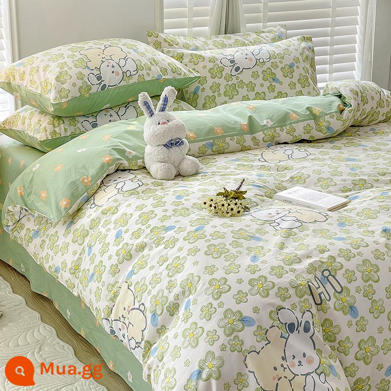 Cotton nguyên chất 4 mảnh 100 giường cotton 3 mảnh vỏ chăn ga trang bị ga trải giường ký túc xá sinh viên vỏ chăn mùa xuân 4 - Chunhua [cotton thân thiện với da, thích hợp để ngủ khỏa thân]