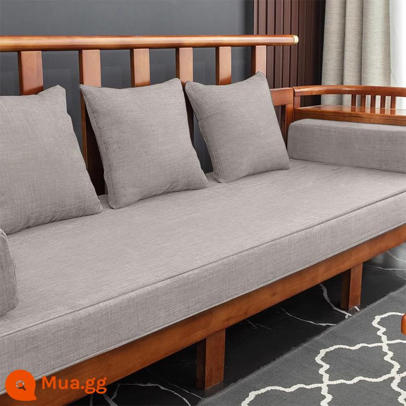 Đệm sofa cao su tùy chỉnh bằng gỗ gụ mới phong cách Trung Quốc bằng gỗ nguyên khối đệm chống trượt đệm xốp đệm cứng tùy chỉnh được thực hiện cho tất cả các mùa - Vải chenille màu xám nhạt [mềm mại và thân thiện với da, trông như mới sau thời gian dài sử dụng]