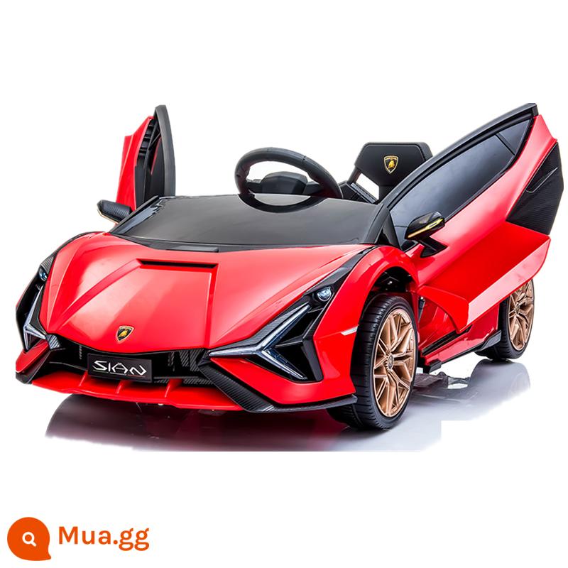 Ô tô điện trẻ em Lamborghini 4 bánh có điều khiển từ xa cho bé trai và bé gái bé có thể ngồi người đồ chơi xe đẩy - Ổ đĩa kép màu đỏ + pin lithium + ghế nhựa