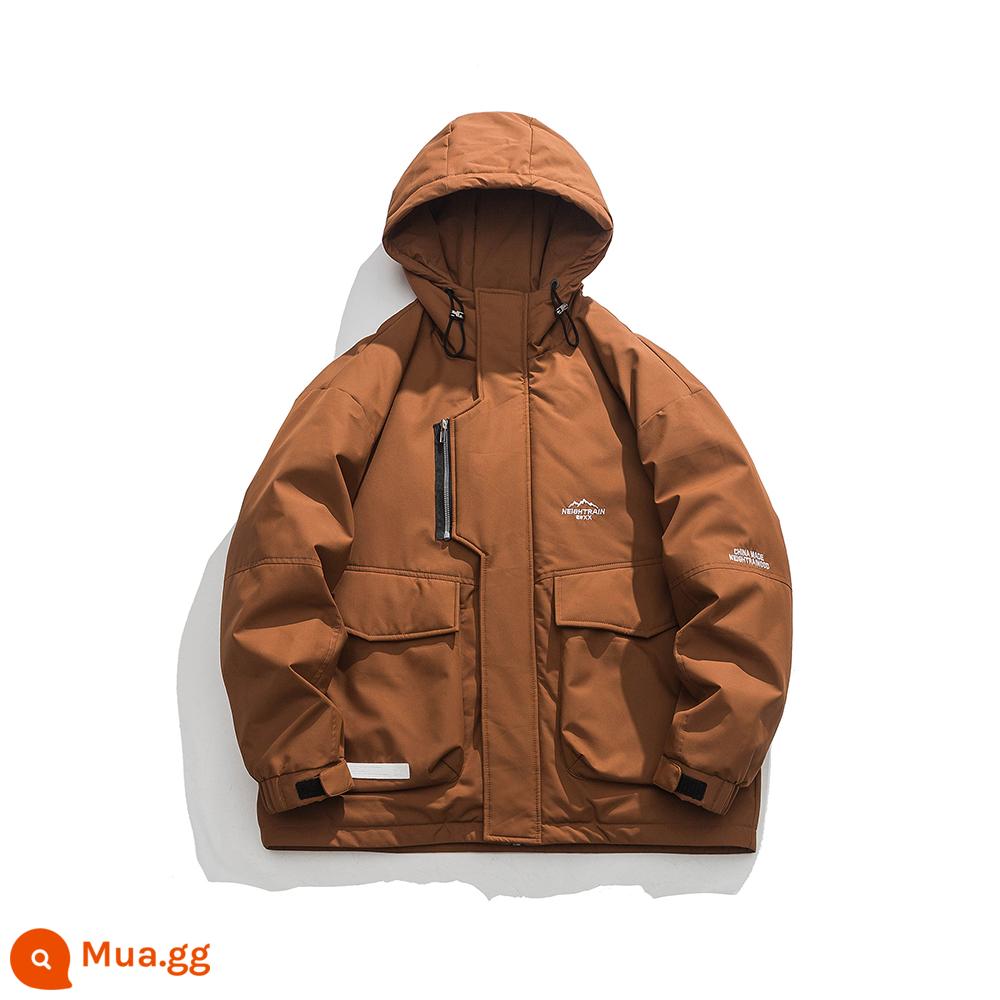 Áo khoác nam cỡ lớn mùa đông 2022 thương hiệu hợp thời trang nam Plus Fat Plus White Duck Down Jacket - Màu cà phê