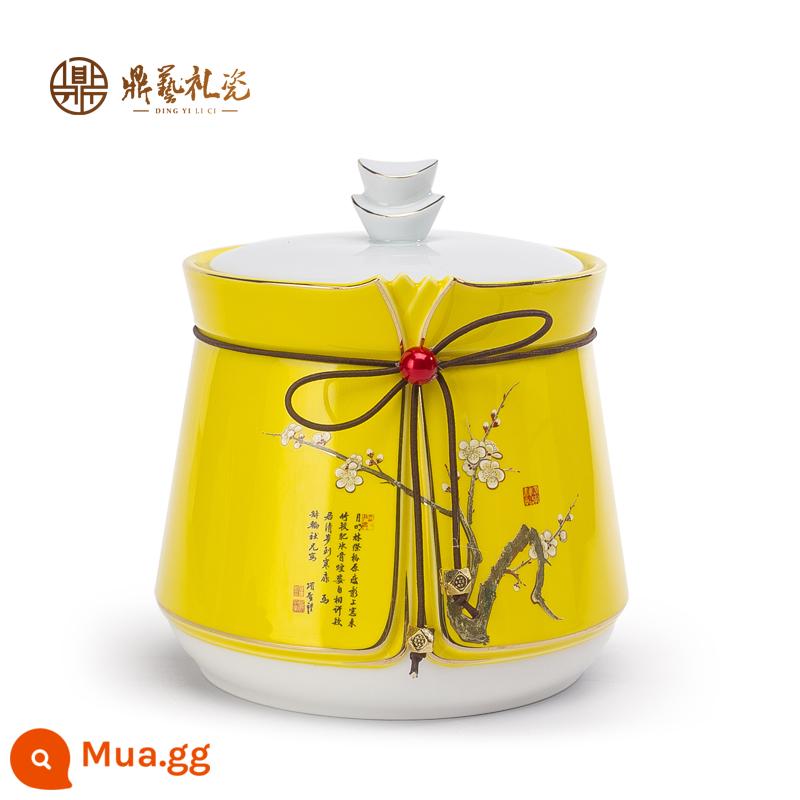 Dingyi Literati Tea Caddy Hộp quà tặng bằng gốm Bao bì Bán buôn Hộp trà tùy chỉnh Caddy trà Lễ hội mùa xuân Trà đạo Trang trí cao cấp - 113 Học giả Hoàng đế Bình nhỏ màu vàng Không có hộp quà