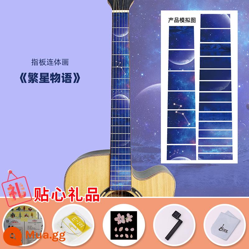 Cần đàn đàn guitar miếng dán trang trí bảng đầu đàn piano cá tính tranh một mảnh dán chất lượng âm thanh bầu trời đầy sao phong cách cổ xưa lưới đỏ toàn bộ sản phẩm bao phủ - Câu chuyện đầy sao [Phụ kiện miễn phí]