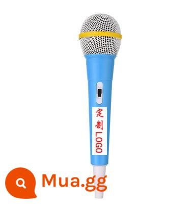 Mô phỏng giả micro hát nhép mô hình chống đỡ thực hành mô phỏng máy chủ nhỏ có micro micro logo thương hiệu tùy biến - Dài 22 cm [micro chống đỡ] mẫu mini màu xanh + LOGO nhãn dán