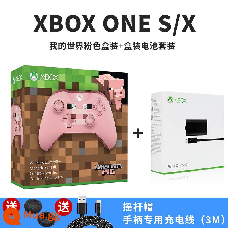 Thích hợp cho tay cầm Microsoft xbox Bluetooth không dây rung hơi chân trời PC máy tính tay cầm chơi game mới - Hộp Điều Khiển ONE S + Bộ Pin Minecraft Pink