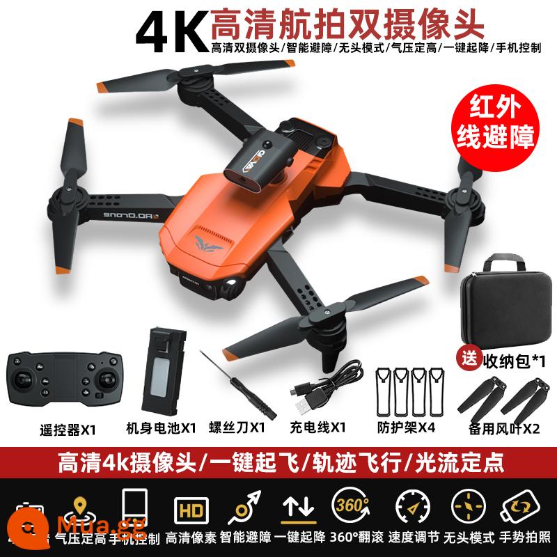 Máy bay điều khiển từ xa cho trẻ em tránh chướng ngại vật thông minh drone học sinh tiểu học drone nhỏ máy bay trực thăng cậu bé máy bay đồ chơi - H106 Orange [Camera kép 4k + tránh chướng ngại vật hồng ngoại đa hướng]