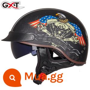 GXT xe máy nam mùa hè Harley Mũ bảo hiểm nửa Retro muỗng Mũ bảo hiểm nữ xe ô tô điện sợi carbon xe máy - Đại bàng dang rộng đôi cánh