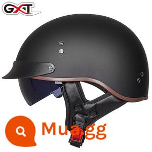 GXT xe máy nam mùa hè Harley Mũ bảo hiểm nửa Retro muỗng Mũ bảo hiểm nữ xe ô tô điện sợi carbon xe máy - Màu đen mờ (bán chạy)