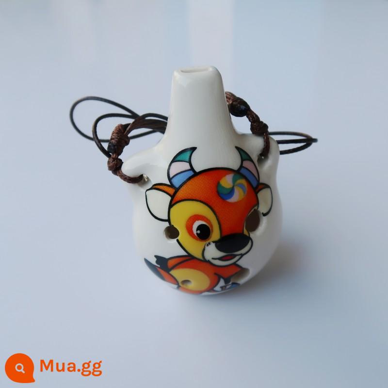 Cung Hoàng Đạo Trung Quốc Ocarina 6 Lỗ Mới Bắt Đầu Nhạc Cụ Sinh Viên Quà Tặng Gốm Sứ Cảnh Đức Trấn Quà Tặng Trang Trí Thủ Công - 10 con bò