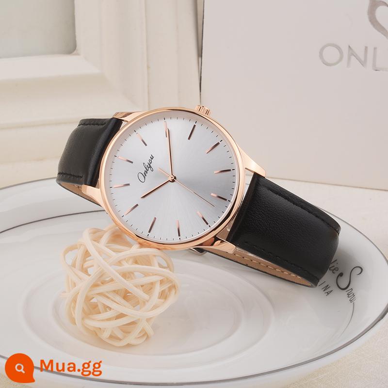 Đồng Hồ Nam Orini Chính Hãng Quartz Siêu Mỏng Nam Chống Nước Dây Chính Hãng Phong Cách Hàn Quốc Xu Hướng Đơn Giản Đồng Hồ Nam - Vỏ vàng hồng, mặt trắng, đai đen dành cho nam