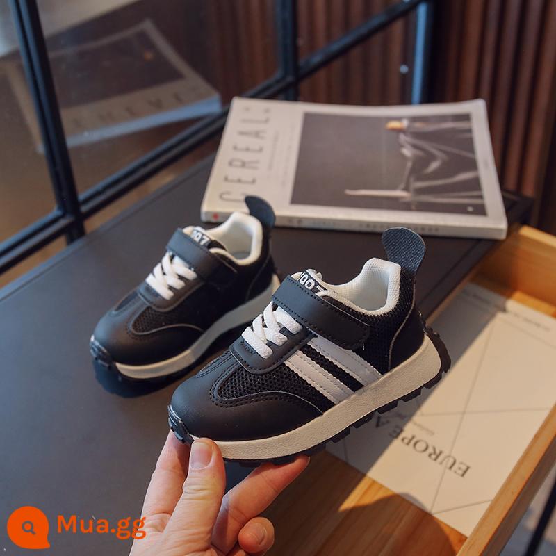 2023 Mới Giày Sneaker Nữ Velcro Phiên Bản Hàn Quốc Trẻ Em Giày Thường Bé Trai Lưới Thoáng Khí Giày Forrest Gump - đen