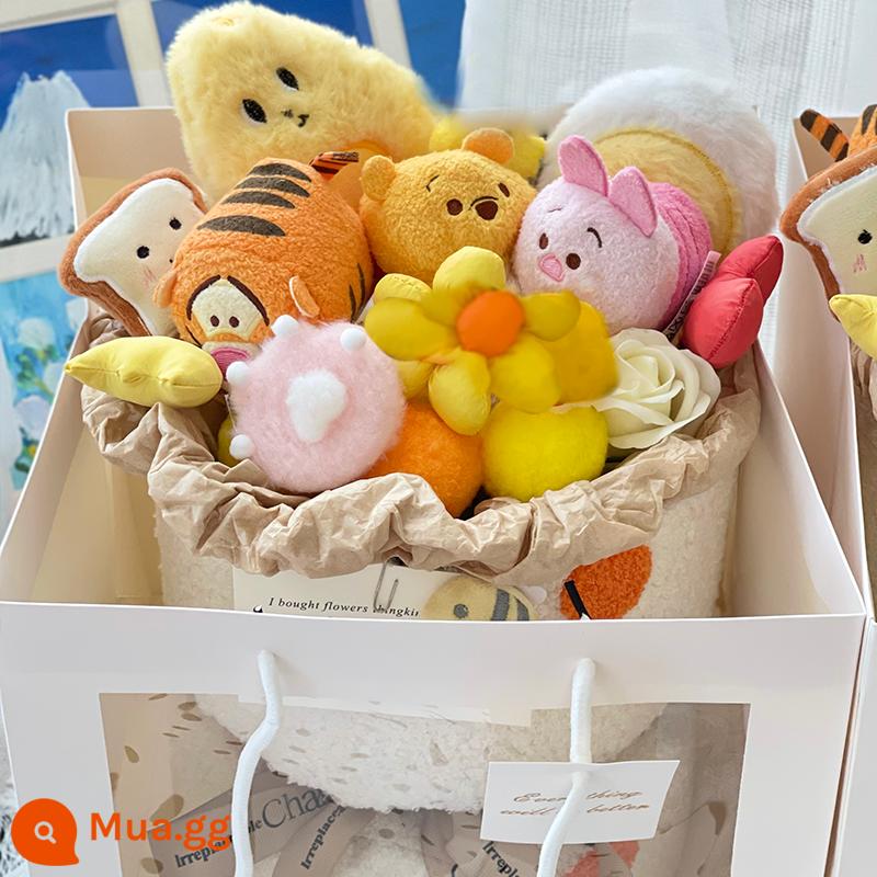 Winnie the Pooh Bài Hát Bài Hát Câu Chuyện Búp Bê Bó Hoa Con Hổ Búp Bê Sáng Tạo Sinh Nhật Tốt Nghiệp Quà Tặng Giáng Sinh - Kaki Luxury Big Bundle Songsong huy động Chiều dài 38cm Chiều rộng 25cm + Túi quà + Dây đèn