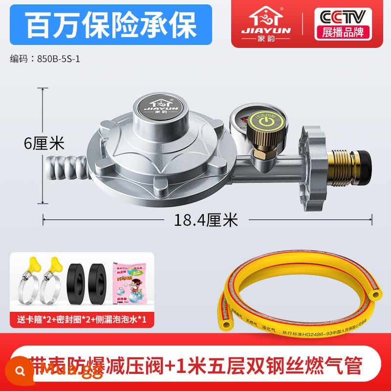 Khí hóa lỏng van giảm áp chống cháy nổ bình gas gia đình van áp suất trung bình và thấp bếp gas máy nước nóng gas van bình gas - [Có đồng hồ đo áp suất] Van giảm áp + ống gas dày 1m ◆ Bảo hiểm triệu - tặng phụ kiện