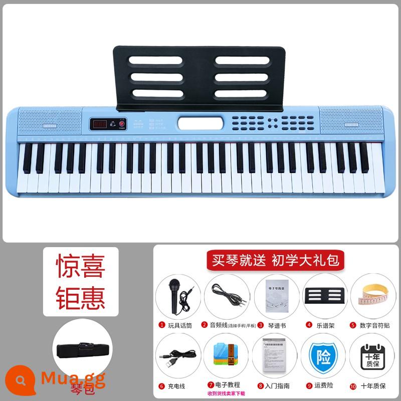 Đàn piano điện tử dành cho người mới bắt đầu trẻ em trưởng thành 61 phím giáo viên mẫu giáo đặc biệt dành cho bé gái tại nhà đàn piano di động thông minh - Túi màu xanh + biểu diễn