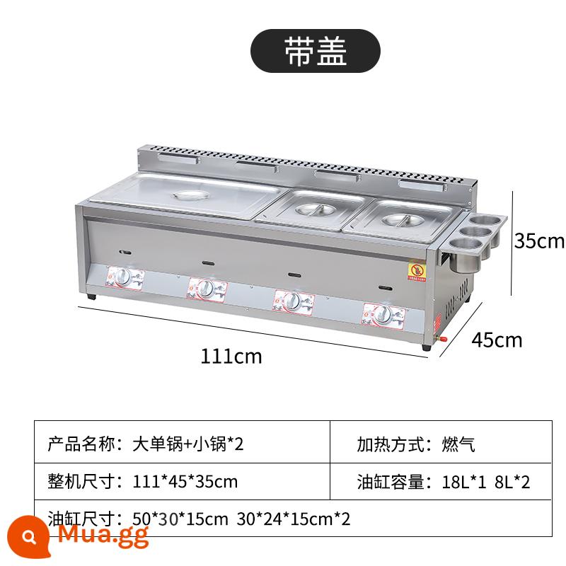 Chảo gian hàng thương mại máy nấu ăn Kanto lò chiên máy chiên rán đậu phụ hôi thối gas hóa lỏng thiết bị chuỗi chiên - Kết hợp 1 nồi lớn và 2 nồi nhỏ (nồi trong dày) có nắp