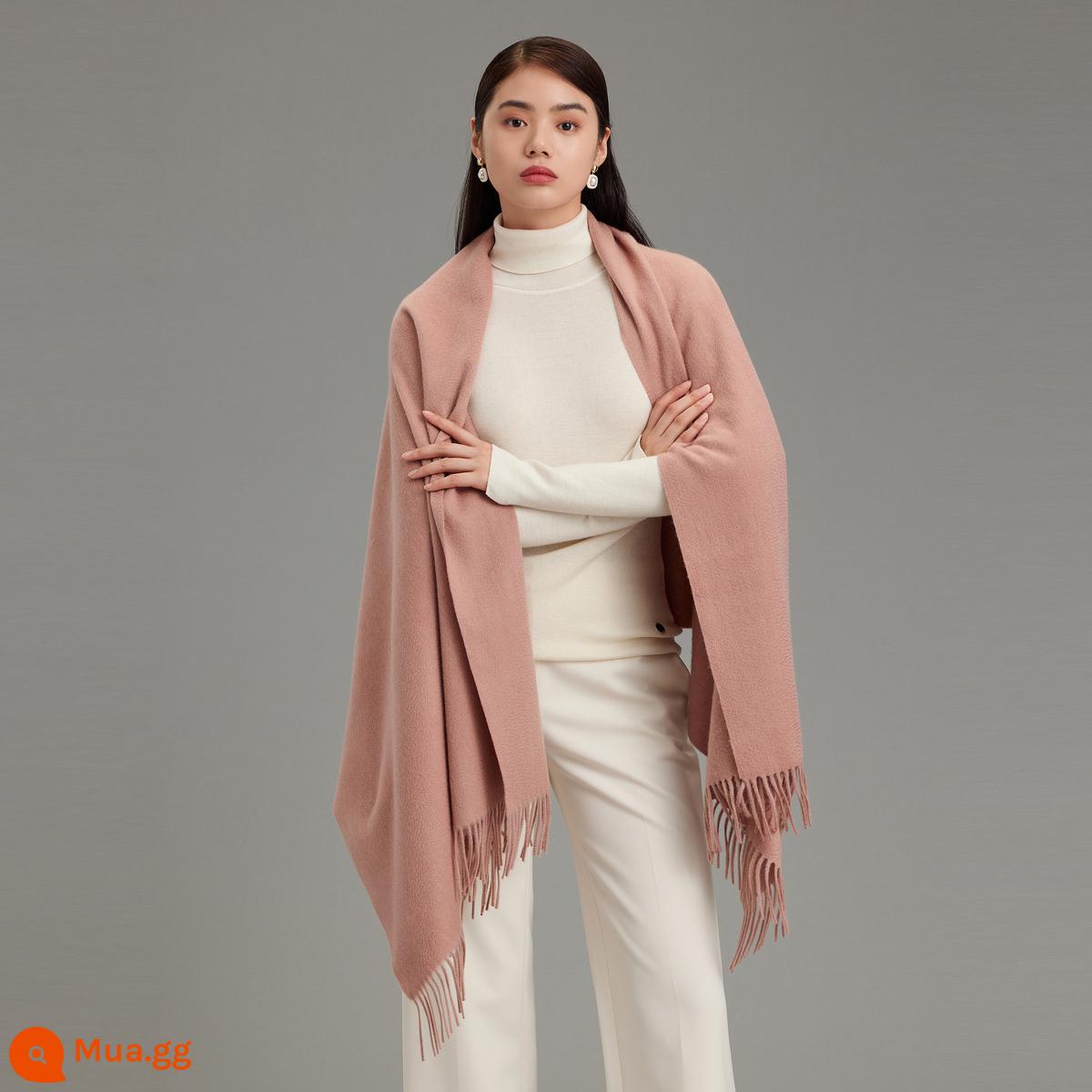 Khăn choàng cashmere tinh khiết Ordos 1980 ấm áp đa năng trong mùa thu đông trang trí tua rua - cà phê