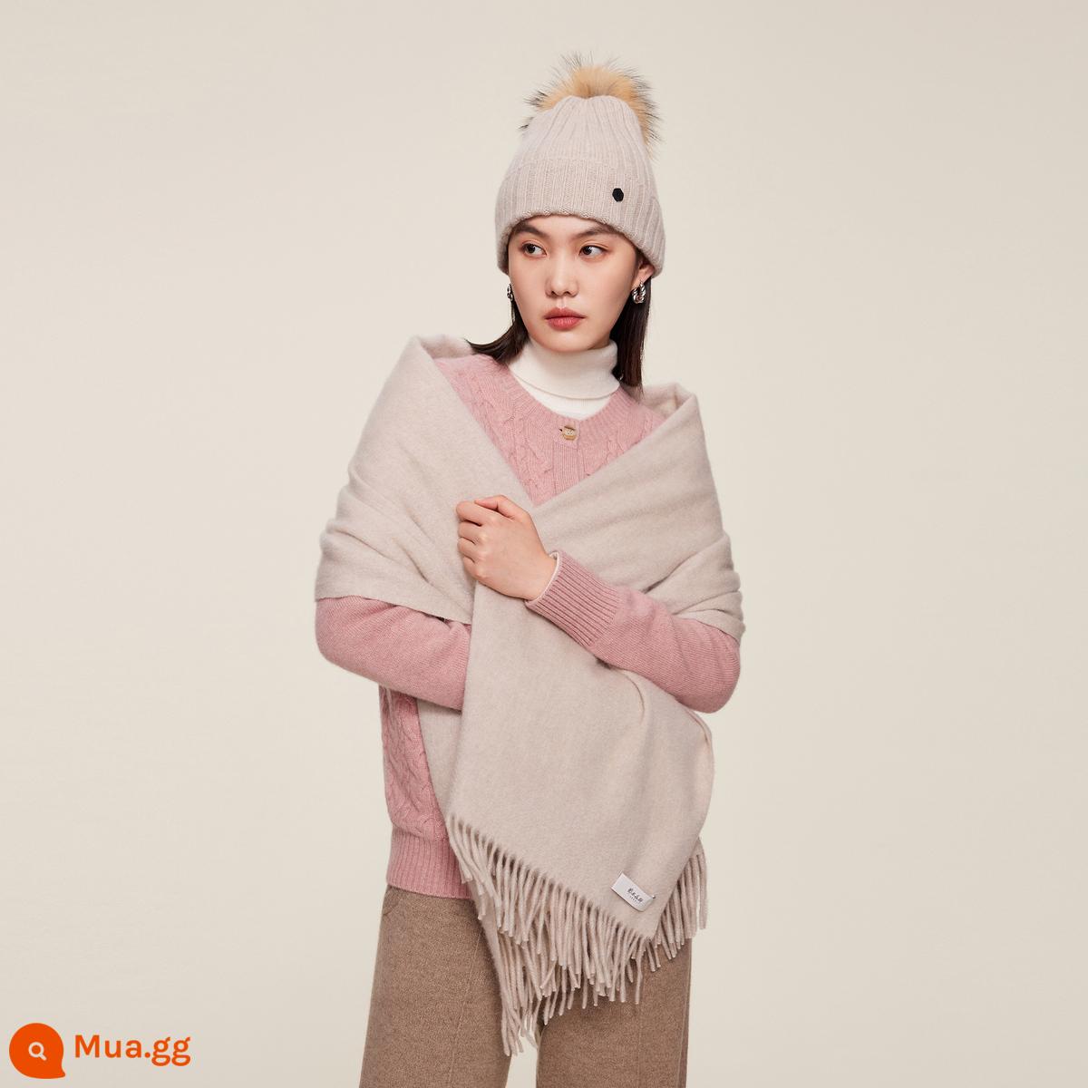 Khăn choàng cashmere tinh khiết Ordos 1980 ấm áp đa năng trong mùa thu đông trang trí tua rua - Đặt hàng trước da hươu có hàng trong vòng 30 ngày