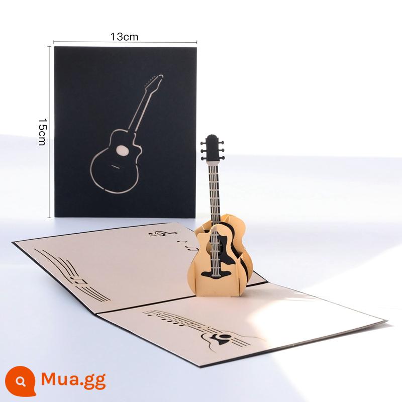 Thiệp Sinh Nhật Ba Chiều 3D Ghi Âm Tùy Chỉnh Viết Nhạc Tự Làm Quà Tặng Handmade Cao Cấp Phước Lành Thẻ Nhân Viên - đàn guitar tình yêu âm nhạc