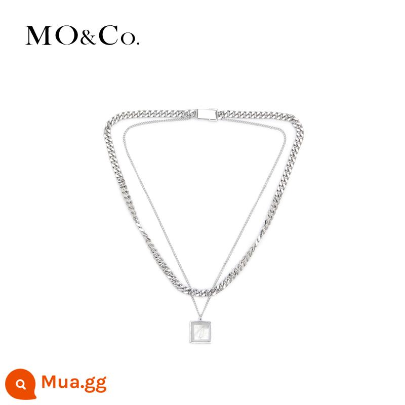 MOCO2023 Mùa Xuân Mới Xuất Hiện Đá Pha Lê Đôi Vòng Cổ Kim Loại Xương Đòn Chuỗi MBC1JEW005 Quà Tặng Giáng Sinh - bạc