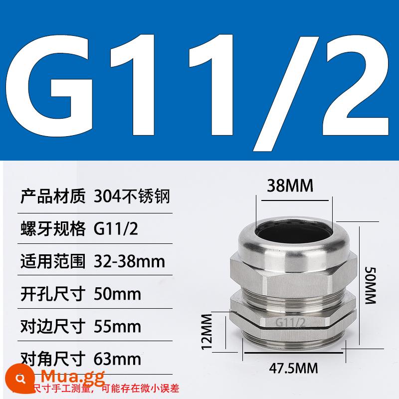 Thép không gỉ 304 chống cháy nổ tuyến kim loại chống thấm nước đầu nối cáp cói nhồi hộp nối khóa mẹ M20 - G1 1/2 (đường kính dây 32-38)