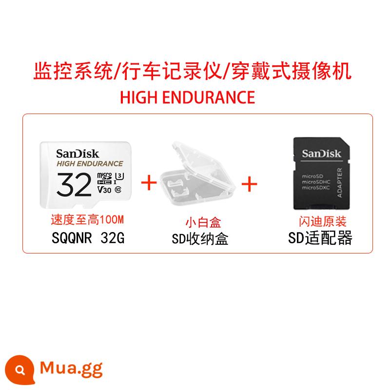 SanDisk độ bền cao video giám sát thẻ nhớ microSD 64G máy ghi hình lái xe thẻ ống kính chụp ảnh giám sát - SQQNR 32G 100M (thẻ ghi đặc biệt) + hộp lưu trữ SD miễn phí + bao đựng thẻ SD