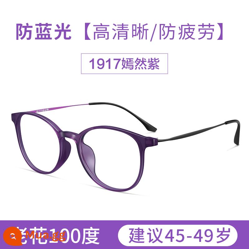 Giá Kính lão thị nữ cao cấp thời trang chống ánh sáng xanh chống mỏi siêu nhẹ cao cấp thương hiệu kính chính hãng người cao tuổi - Màu tím đẹp + Chống ánh sáng xanh và chống mệt mỏi [100 độ] Khuyên dùng cho 45-49 tuổi