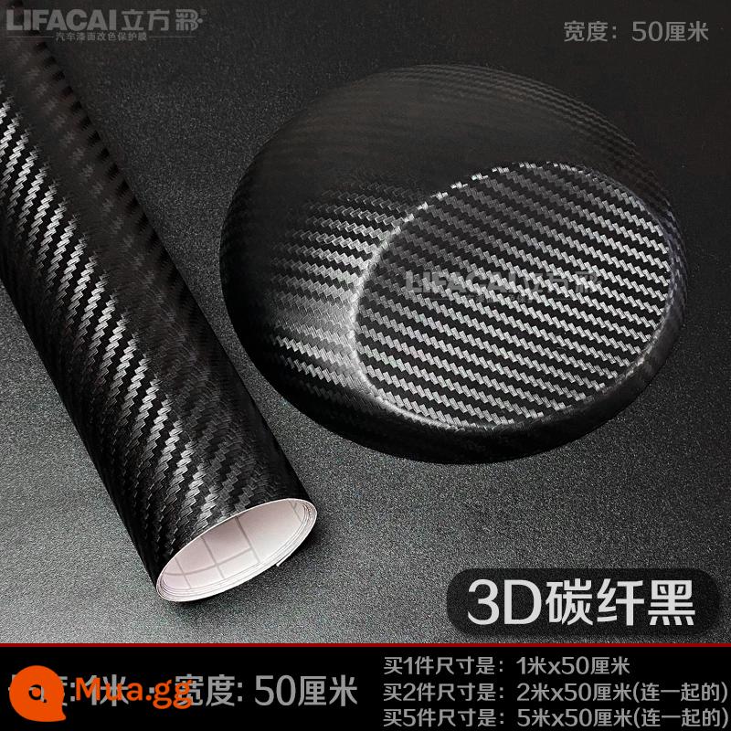 Xe Ô Tô Sợi Carbon Phim Đen 3D Nội Thất Cột Điều Khiển Miếng Dán 5D Toàn Thân Mái Mờ Mờ Đổi Màu Phim - Sợi carbon 3D màu đen (dài 1 mét * rộng 50 cm)