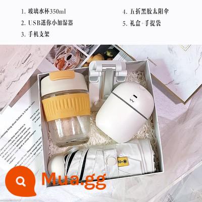 Các hoạt động của công ty kèm theo quà tặng cuộc họp thường niên của công ty bộ đồ kinh doanh sinh nhật nhân viên phúc lợi quảng cáo chữ quà tặng tùy chỉnh - Cốc uống nước đôi + ô + máy tạo độ ẩm + giá đỡ điện thoại