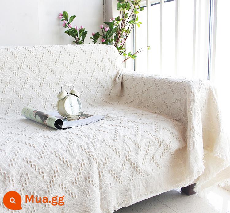 Mumi Đơn Giản Sofa Khăn Full Chống Trơn Trượt Ghế Đôi Chống Mèo Xước Đa Năng Sofa Chăn Bọc Sofa vải Dày - lưới trắng