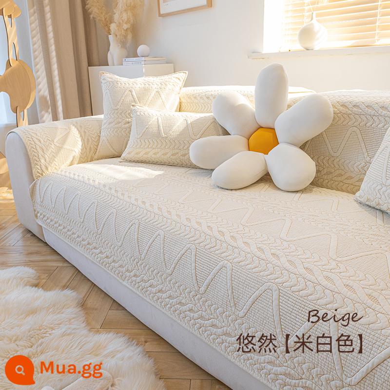 Mumi Sofa Đệm Bốn Mùa Đa Năng Vỏ Kem Khăn Nhẹ Sang Trọng Đơn Giản Hiện Đại Đệm Chống Trơn Trượt Ghế Sofa mùa Đông - Nhàn nhã [trắng nhạt]