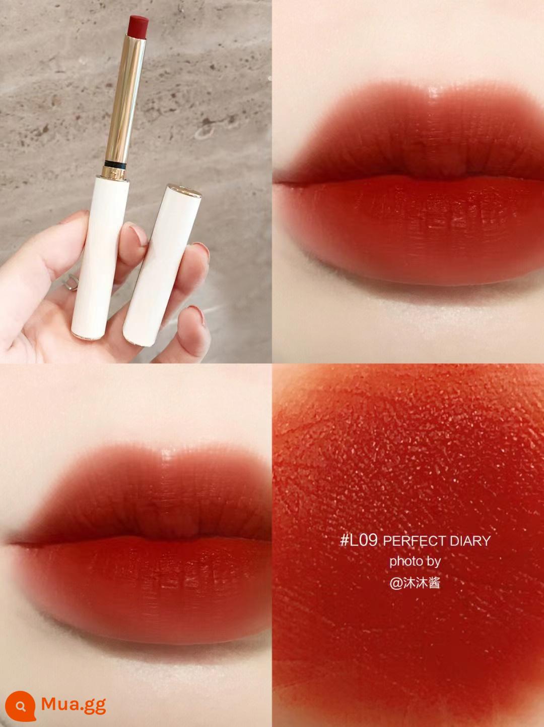 Perfect Diary Matte Lip Men 939 Bean Paste Color Lipstick 909 Niche Brand 704 Phong Cách Sinh Viên Nữ Chính Hãng Dưỡng Ẩm - Gót nhỏ mỏng L09 nhập tông đỏ cam đỏ máu