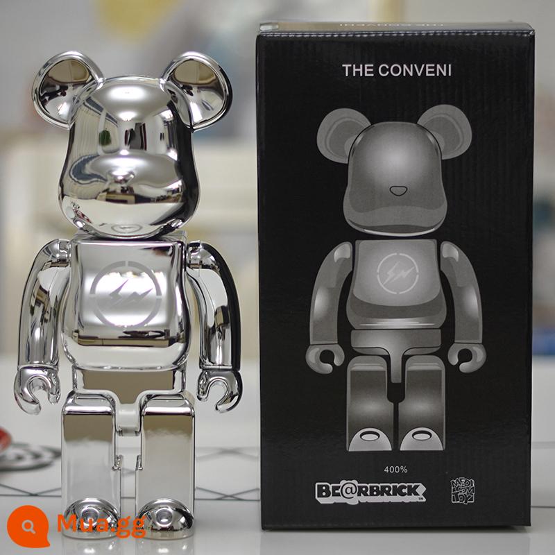 bearbrick bạo lực gấu thủy triều chơi mạ điện khối xây dựng gấu trang trí phòng khách nghệ thuật mô hình búp bê búp bê thủy triều mù hộp - Khaki