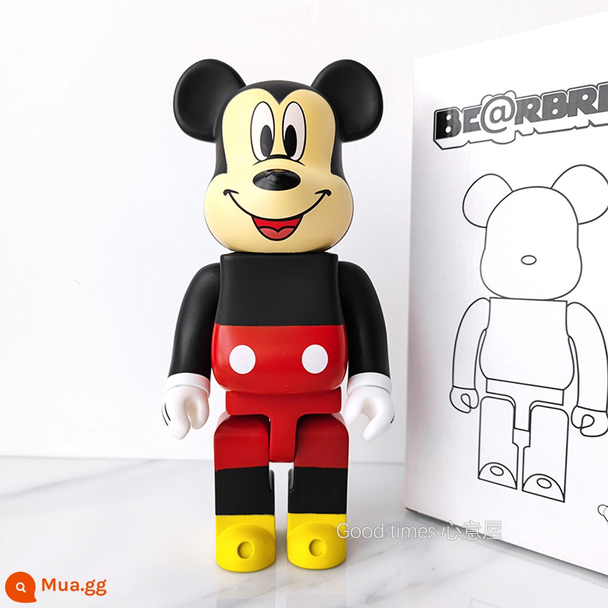 Bearbrick lưới đỏ bạo lực gấu búp bê trang trí phòng khách xây dựng mô hình khối búp bê gấu dâu tây gấu mù hộp quà tặng - Hồng