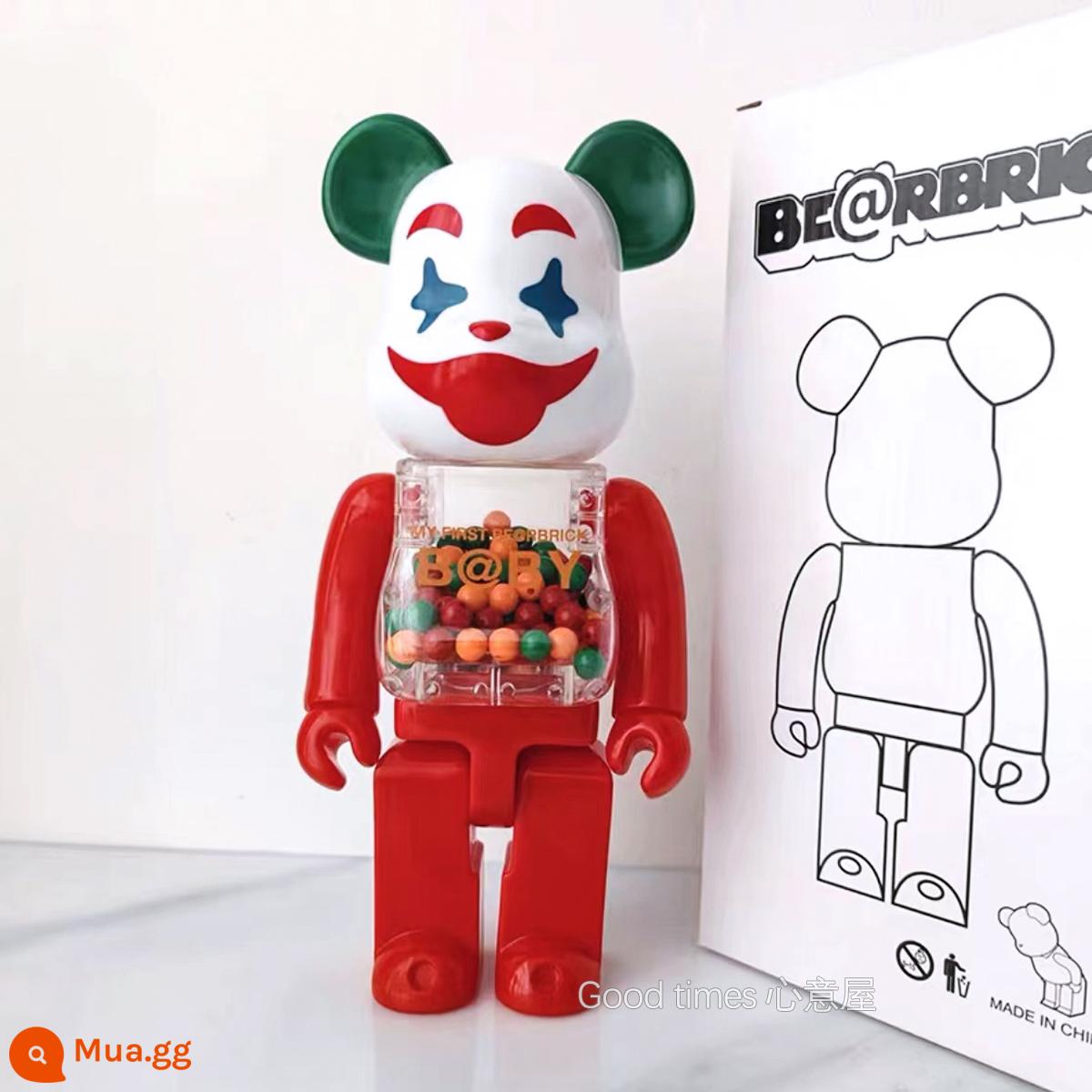 Bearbrick lưới đỏ bạo lực gấu búp bê trang trí phòng khách xây dựng mô hình khối búp bê gấu dâu tây gấu mù hộp quà tặng - cái hồ màu xanh