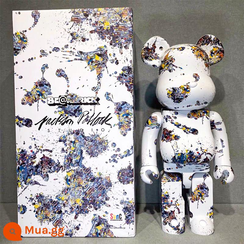 Bearbrick400% bạo lực gấu khối xây dựng gấu trang trí phòng khách mô hình trang trí búp bê Van Gogh búp bê triều chơi gấu - Mực bắn tung tóe (bản cao cấp có khớp bấm)