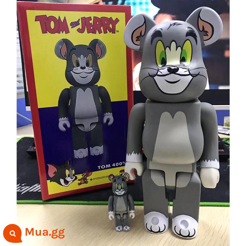 Bearbrick lưới đỏ bạo lực gấu búp bê trang trí phòng khách xây dựng mô hình khối búp bê gấu dâu tây gấu mù hộp quà tặng - Tom (400%+100%)