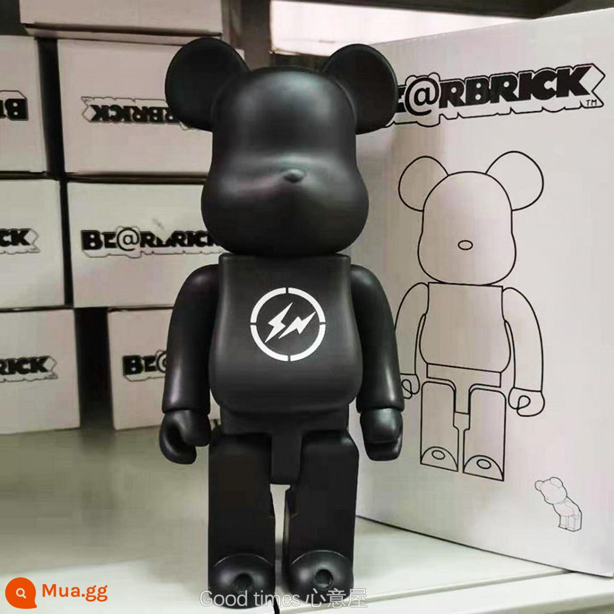 Bearbrick lưới đỏ bạo lực gấu búp bê trang trí phòng khách xây dựng mô hình khối búp bê gấu dâu tây gấu mù hộp quà tặng - Tia chớp đen