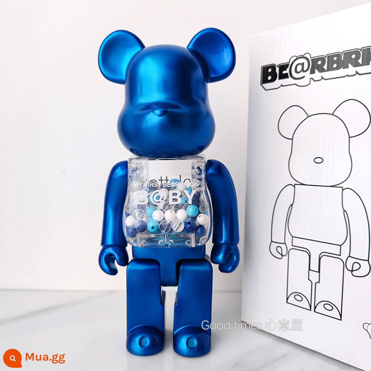 Bearbrick lưới đỏ bạo lực gấu búp bê trang trí phòng khách xây dựng mô hình khối búp bê gấu dâu tây gấu mù hộp quà tặng - Thiên Thu xanh