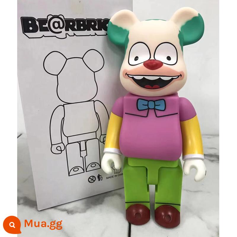 Bearbrick lưới đỏ bạo lực gấu búp bê trang trí phòng khách xây dựng mô hình khối búp bê gấu dâu tây gấu mù hộp quà tặng - Trong suốt