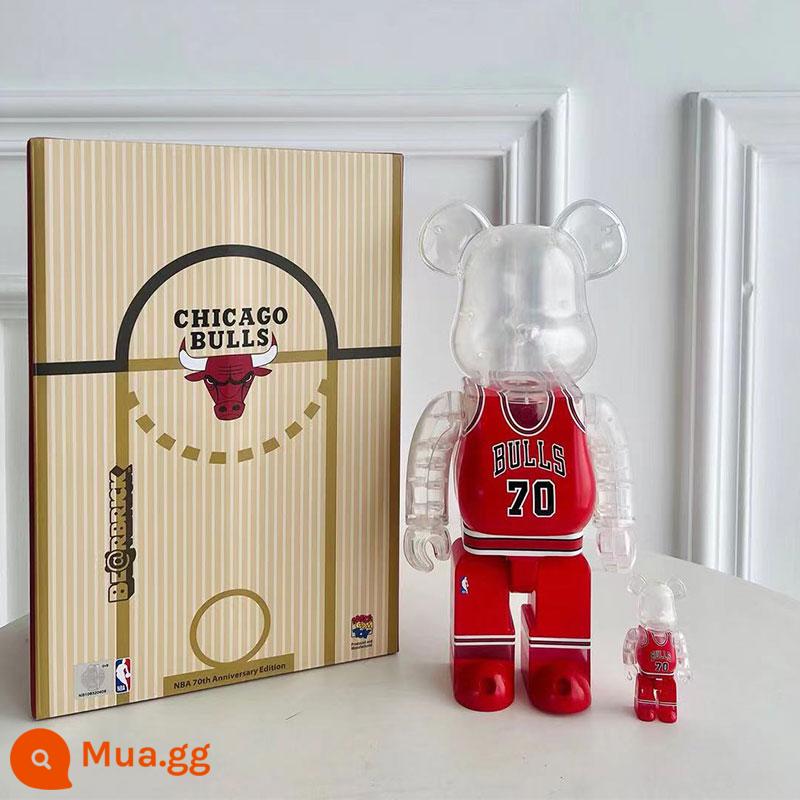 Bearbrick400% bạo lực gấu khối xây dựng gấu trang trí phòng khách mô hình trang trí búp bê Van Gogh búp bê triều chơi gấu - tím đậm